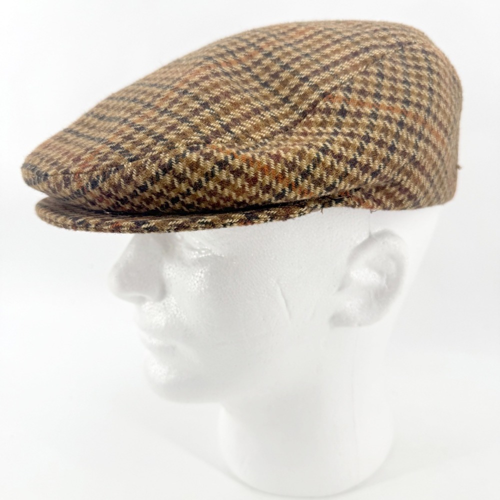 Bailey of Hollywood Flat Cap Mens Large Brown Houndstooth Italy Ivy Hat Newsboys - Picture 3 of 8